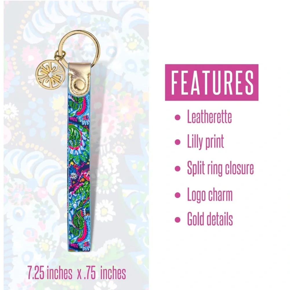Lilly Pulitzer Logo Charm Leatherette Strap Keychain in Take Me to the Sea